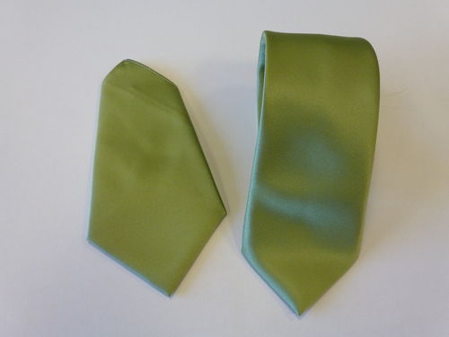 Corbata raso 8 cm, pañuelo verde manzana